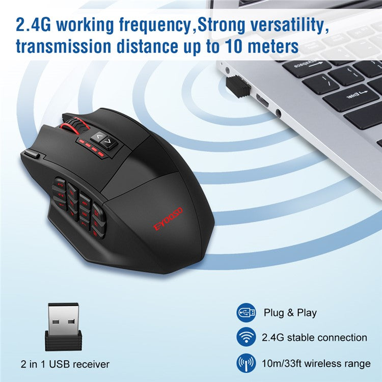 E-YOOSO X33 2.4G Wireless Gaming Mouse with 12 Side Buttons