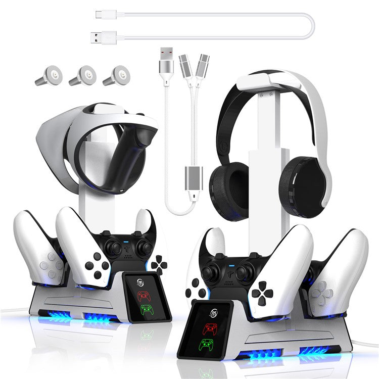 JYS JYS-P5167 For PS5 / PS5 Edge Controller Dual Slot Magnetic Charging Base VR Headset Storage Rack