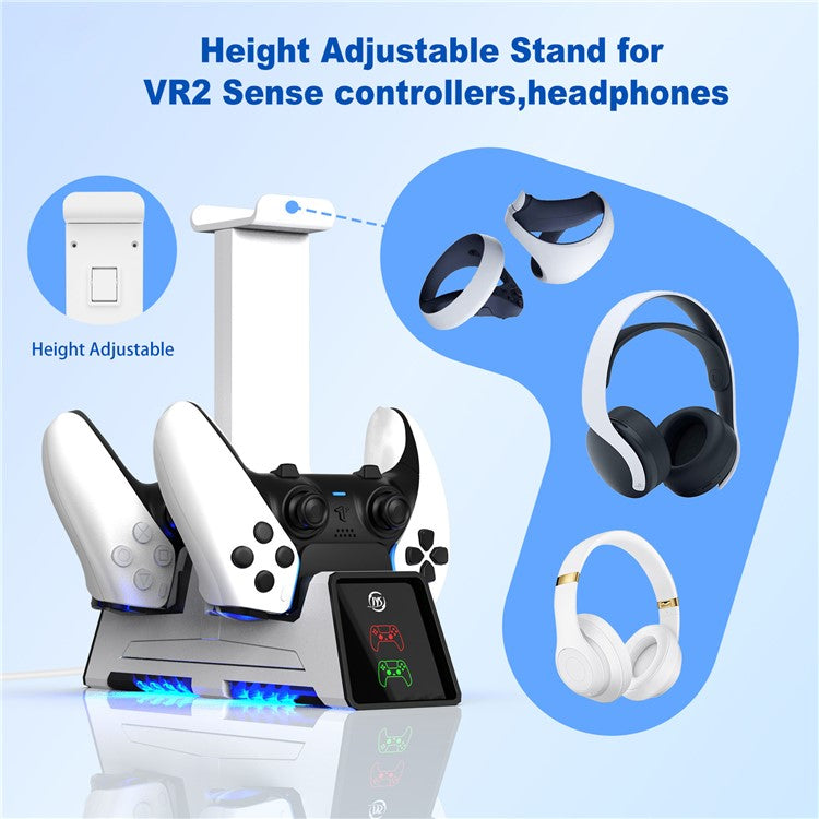 JYS JYS-P5167 For PS5 / PS5 Edge Controller Dual Slot Magnetic Charging Base VR Headset Storage Rack