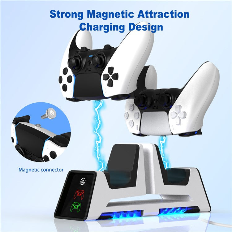 JYS JYS-P5167 For PS5 / PS5 Edge Controller Dual Slot Magnetic Charging Base VR Headset Storage Rack