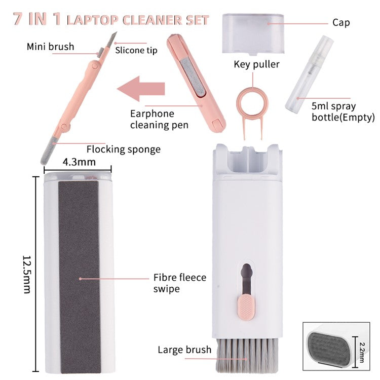 UD2926 7-in-1 Bluetooth-compatible Headset Keyboard Cleaner Cell Phone Cleaning Brush Tablet Cleaning Ki