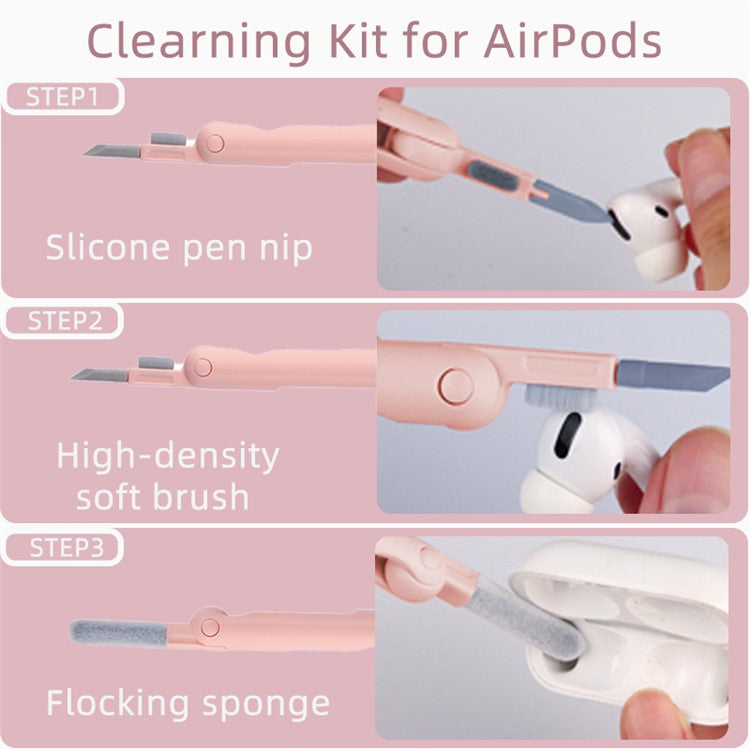 UD2926 7-in-1 Bluetooth-compatible Headset Keyboard Cleaner Cell Phone Cleaning Brush Tablet Cleaning Ki