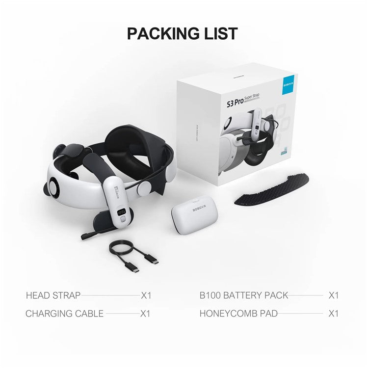 BOBOVR S3 Pro For Meta Quest 3S / 3 Battery Head Strap with 10000mAh Replaceable Battery Pack