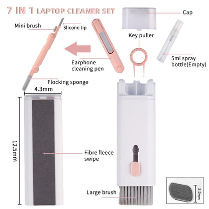 UD2926 7-in-1 Bluetooth-compatible Headset Keyboard Cleaner Cell Phone Cleaning Brush Tablet Cleaning Ki