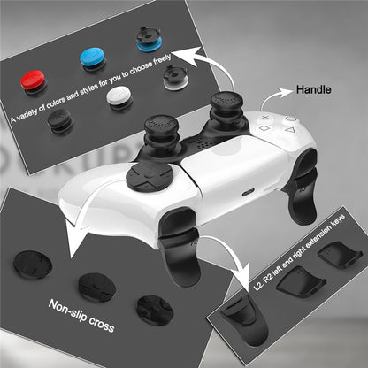 For Playstation 5 PS5 Controller Thumb Grips Sticks Joystick + L2 R2 Trigger Extender + D-pad Button Set Anti-Slip Replacement Parts