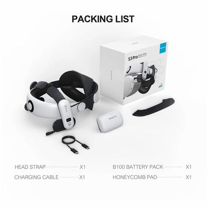 BOBOVR S3 Pro For Meta Quest 3S / 3 Battery Head Strap with 10000mAh Replaceable Battery Pack