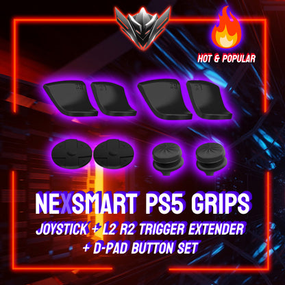 For Playstation 5 PS5 Controller Thumb Grips Sticks Joystick + L2 R2 Trigger Extender + D-pad Button Set Anti-Slip Replacement Parts